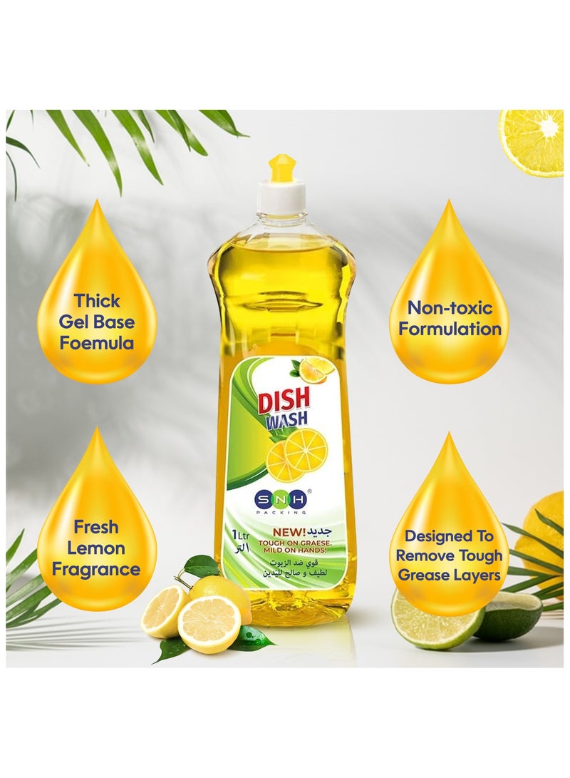 SNH Packing سائل غسيل الصحون بالليمون من SNH PACKing عالي الجودة مزيل الدهون 1 لتر قطعتين - Image 3